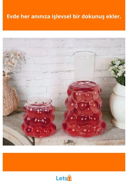 Şeffaf Cam Üzüm Desenli Başucu Sürahisi ve Bardak Seti fiyatları