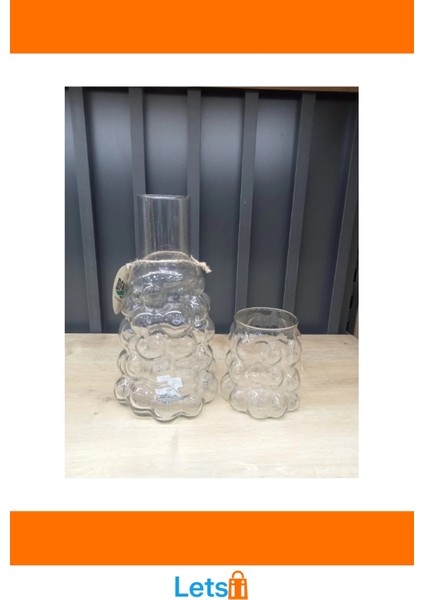 Şeffaf Cam Üzüm Desenli Başucu Sürahisi ve Bardak Seti modelleri