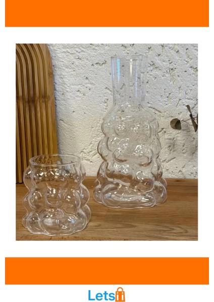 Şeffaf Cam Üzüm Desenli Başucu Sürahisi ve Bardak Seti indirimleri