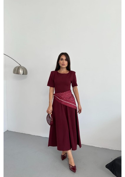 Kadın A Kesim Kısa Kollu Midi Boy Günlük Elbise NBNP018 fırsatları