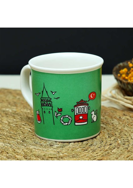 Istanbul Desenli Yeşil Seramik Kupa modelleri