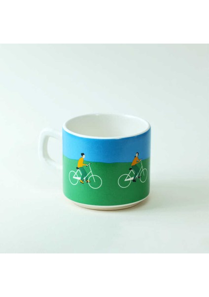 Bisiklet Desenli Yeşil Mavi Seramik Kupa fiyatları