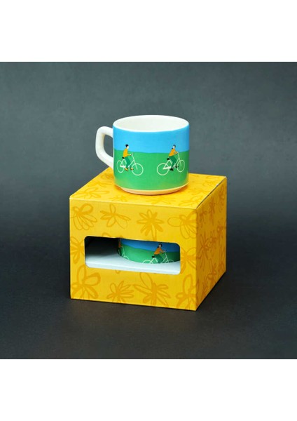 Bisiklet Desenli Yeşil Mavi Seramik Kupa modelleri