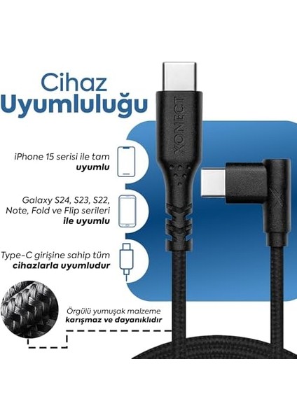 Type-C To Type-C ile Uyumlu ve ile Uyumlu Hızlı Şarj ve Data Kablosu 40 cm L Tipi Gaming Hasır Örgülü (Kırmızı) fiyatları