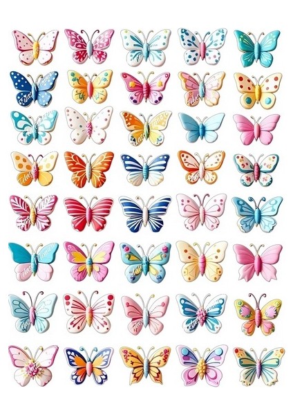 Kelebek Pasta Süsü - Pasta Süsü Yenilebilir Kelebek- 40 Adet Kelebek - Yenilebilir Kağıt Pasta Süsü