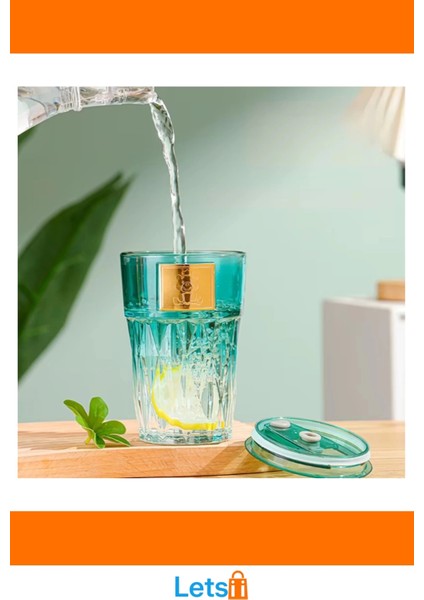 Pipetli Şık Cam Bardak 450ML Karışık Renkler modelleri