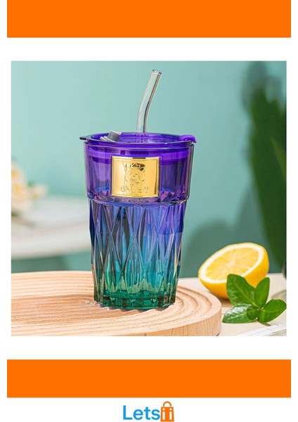 Pipetli Şık Cam Bardak 450ML Karışık Renkler fırsatları