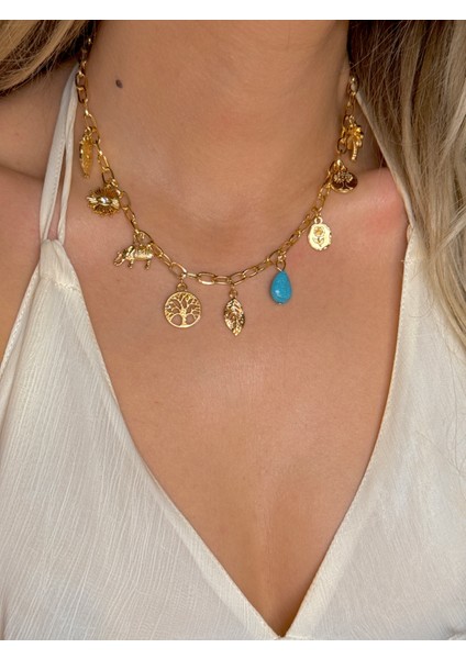 316L Çelik Charmlı Sallantılı Kolye