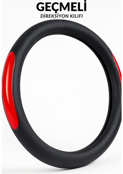 Land Rover Discovery 2005-2009 Geçmeli Direksiyon Kılıfı Delikli Siyah Kırmızı Deri fırsatları