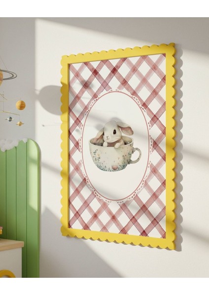 Fincan Içinde Tavşan Dijital Baskı Vintage Poster (Çerçevesiz) modelleri