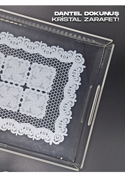 Şeffaf Dantel Desenli Lüks Pleksi Tepsi | Kırılmaz, Şık Sunumluk | Söz Nişan Çeyiz Tepsisi |mega Boy indirimleri