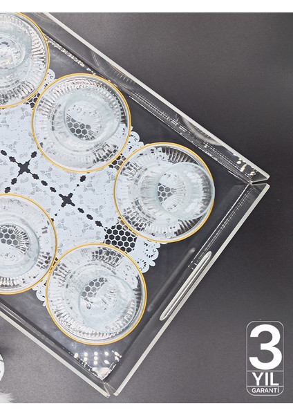 Şeffaf Dantel Desenli Lüks Pleksi Tepsi | Kırılmaz, Şık Sunumluk | Söz Nişan Çeyiz Tepsisi |mega Boy