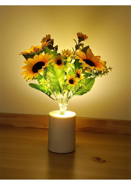 Günebakan Çiçeği (Ayçiçeği) Tasarımlı Dekoratif LED Işıklı Lamba