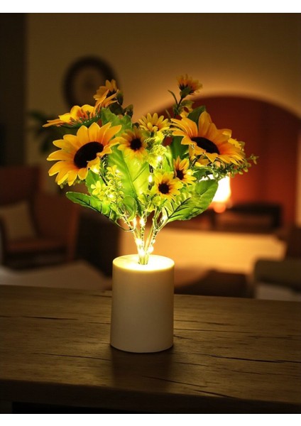 Günebakan Çiçeği (Ayçiçeği) Tasarımlı Dekoratif LED Işıklı Lamba fiyatları