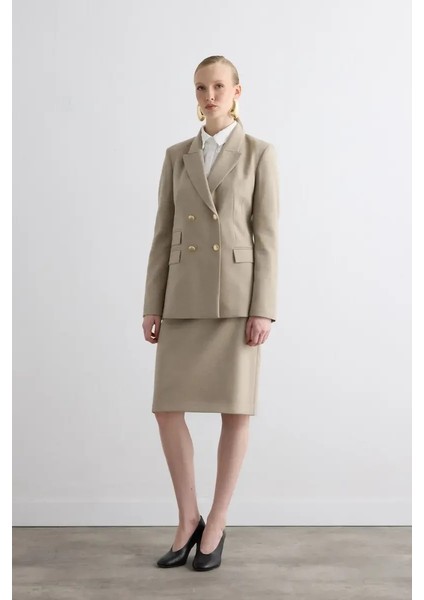 Kaşe Kalem Etek - Bej