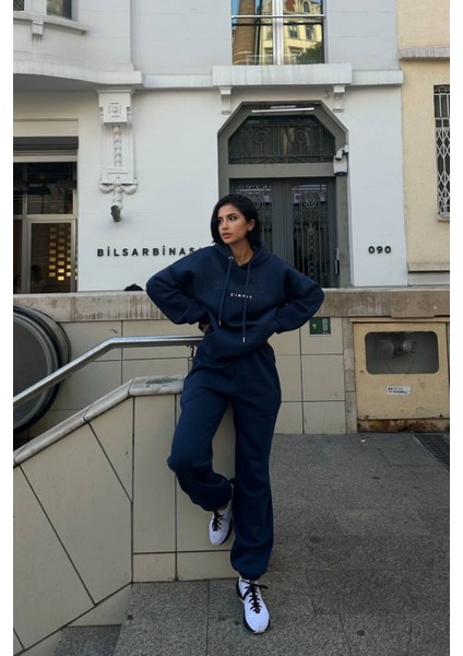 Kadın Balance Kapüşonlu Baskılı Oversize Eşofman Takım modelleri