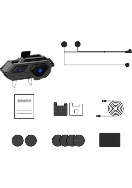 Motosiklet Kask Bluetooth 5.4 Interkom Kulaklık Seti Siyah LED Işıklı 1000MAH Batarya Hi-Fi Ses Su Geçirmez Aktif Gürültü Önleyici (Tam Kask Uyumlu) modelleri