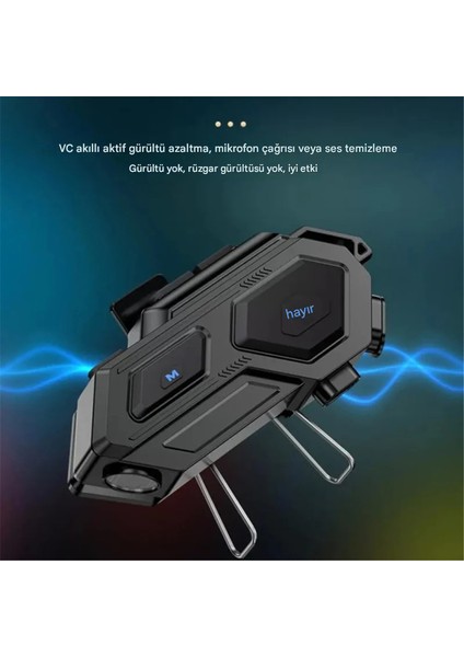 Motosiklet Kask Bluetooth 5.4 Interkom Kulaklık Seti Siyah LED Işıklı 1000MAH Batarya Hi-Fi Ses Su Geçirmez Aktif Gürültü Önleyici (Tam Kask Uyumlu) fırsatları