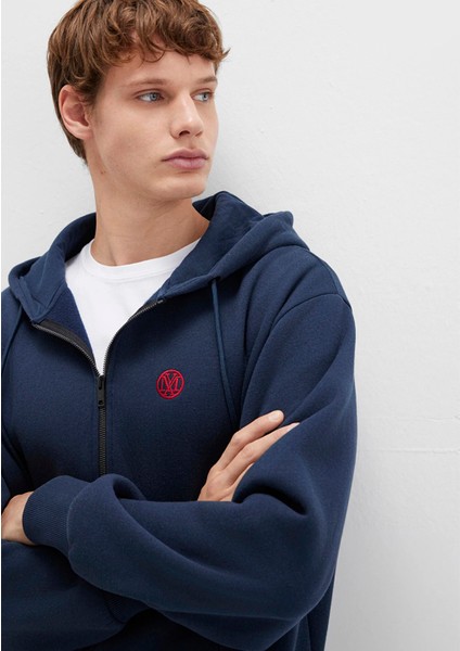 Erkek Logolu Kapüşonlu Fermuarlı Sweatshirt M066979 Lacivert fiyatları