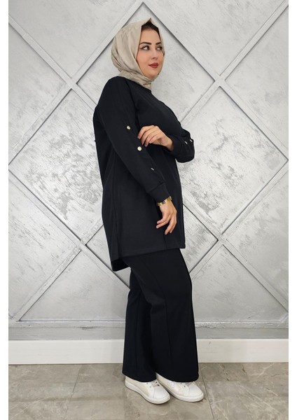 Kadın Kol Düğme Detaylı Tesettür Takım