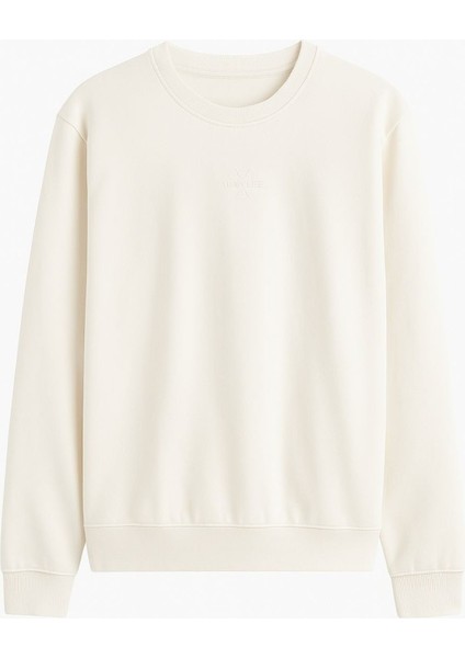 Erkek S-Shirt O Yaka Ekru Erkek Sweatshirt