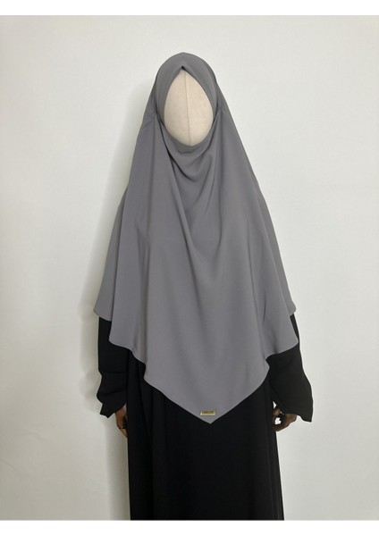 Sufle Hazır Esarp,arkası Iki Kat, Medine Ipegi ( Hac ve Umre Için Uygundur ) Khimar Hijap Gri