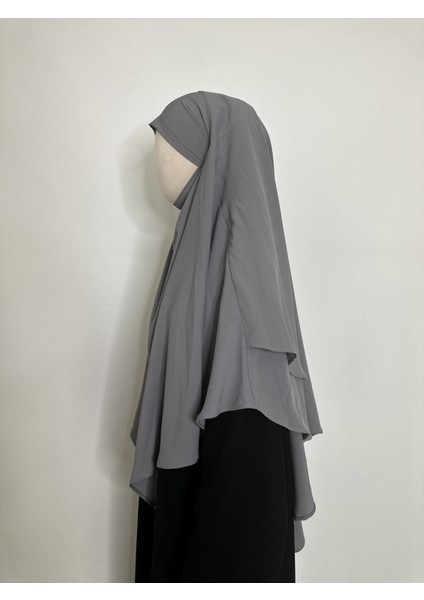 Sufle Hazır Esarp,arkası Iki Kat, Medine Ipegi ( Hac ve Umre Için Uygundur ) Khimar Hijap Gri modelleri