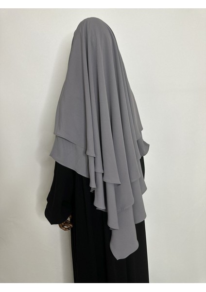 Sufle Hazır Esarp,arkası Iki Kat, Medine Ipegi ( Hac ve Umre Için Uygundur ) Khimar Hijap Gri fırsatları