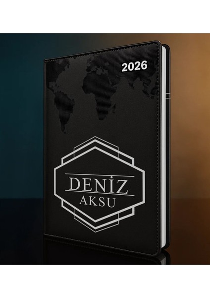 Kişiye Özel Isimli Termo Sert Kapak 2026 Siyah Ajanda -4, Öğretmenler Günü Hediyesi, Yeni Iş Hediyesi