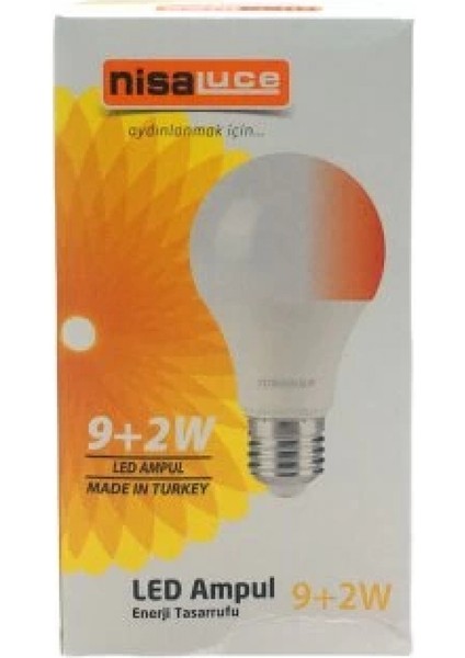 Nisaluce EAMP-074/BK 9+2W E27 Beyaz-Kırmızı LED Ampul (K95)