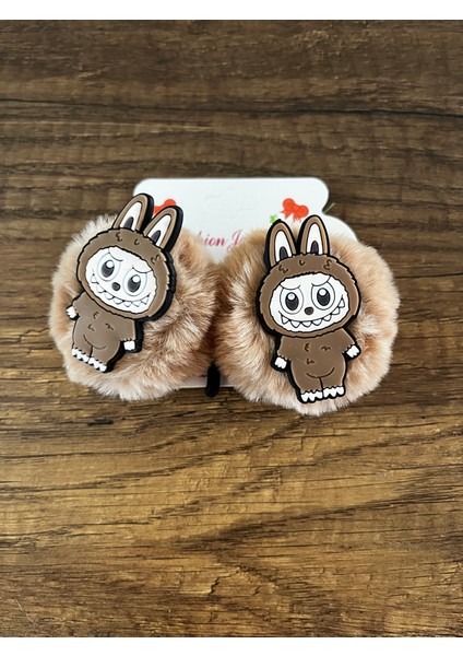 Kız Çocuk Labubu 2'li Peluş Pelüş Lastik Lastikli Toka Seti