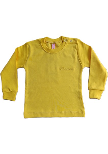 Minlkabebe Uzun Kol Omuz Çıtçıtlı Interlok Düz Renk Çocuk Badi Sarı fiyatları