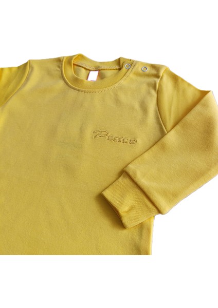 Minlkabebe Uzun Kol Omuz Çıtçıtlı Interlok Düz Renk Çocuk Badi Sarı modelleri