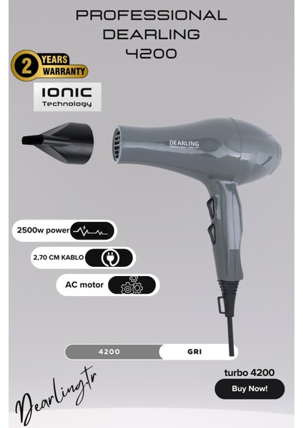 2500W Profesyonel Iyonik Fön Makinesi | 2 Isı ve Hız Ayarı | 2 Yıl Garantili | Turuncu Canlılık????