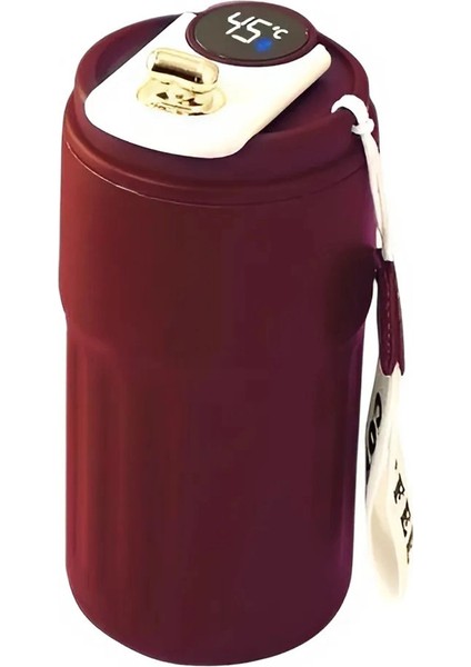 LED Sıcaklık Göstergeli Çelik Termos 400ML Bordo - CH131