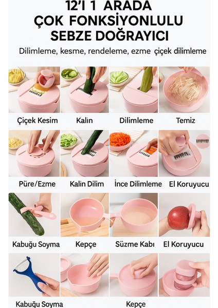 11 Parça Çok Fonksiyonlu Sebze Rende Seti – El Koruyuculu, Soyacaklı, Farklı Bıçak Başlıklarıyla modelleri