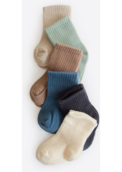 Organik Bebek 6'lı Çorap Seti Kahverengi