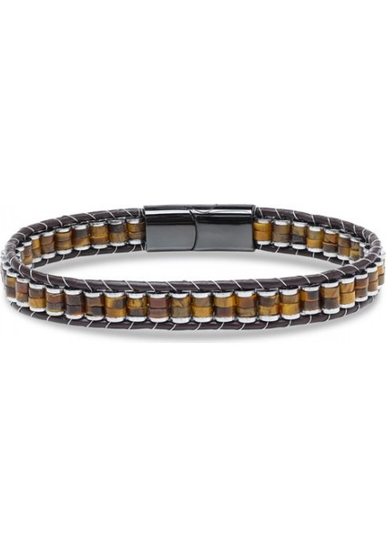 Kaplan Gözü & Hematit Çelik Örgülü Deri Bileklik 9592B22D1 fırsatları