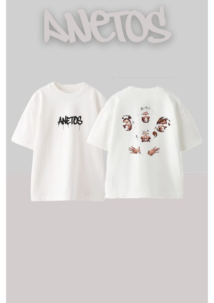 Queen 1 Tasarım Sırt Baskılı Pamuk Beyaz Oversize T-Shirt