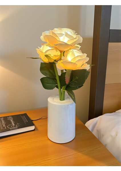 Güllü Dekoratif LED Işıklı Lamba 27 cm x 8 cm fiyatları