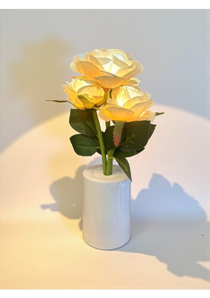 Güllü Dekoratif LED Işıklı Lamba 27 cm x 8 cm modelleri