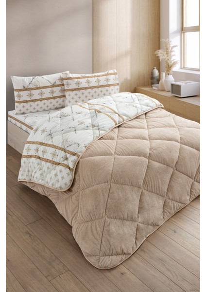 Veluna Çift Kişilik Wellsoft Yorgan Uyku Seti Lastikli Çarşaf+Yastık Kılıflı Çift Kişilik Uyku Seti