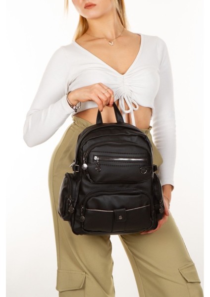 Siyah Yıkama Deri Kadın Sırt Çantası, Kadın Çanta Omuz Çantası fiyatları