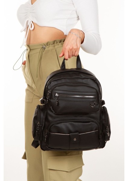 Siyah Yıkama Deri Kadın Sırt Çantası, Kadın Çanta Omuz Çantası fırsatları