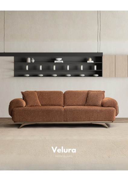 Compact Sırt Mekanizmalı Üçlü Kanepe & 3'lü Koltuk - Kiremit