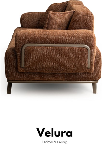 Compact Sırt Mekanizmalı Üçlü Kanepe & 3'lü Koltuk - Kiremit indirimleri