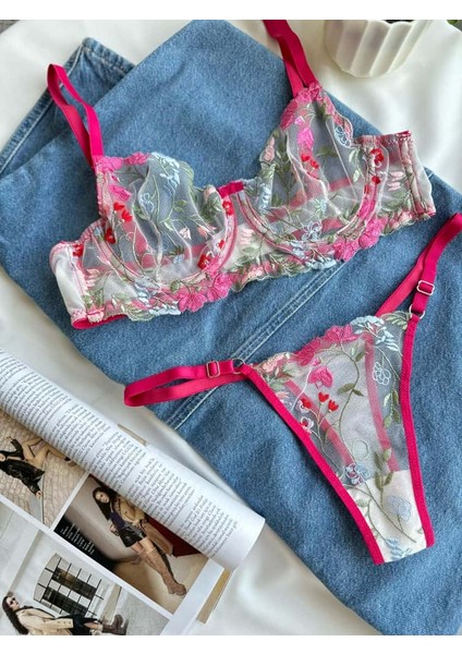 Çiçek Desenli Dantel Tül Bralet Takım fiyatları