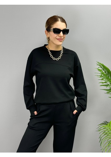 Kadın Uzun Kollu Bisiklet Yaka Viskon Iki Iplik Bluz ve Pantolon Ikili Takım fiyatları