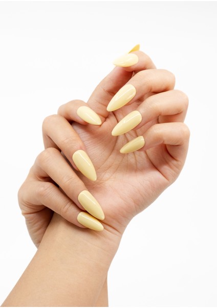 10'lu Sarı Uzun Badem TT1225 Tekrar Kullanılabilir El Yapımı Protez Takma Tırnak - Ten Rengi-Sarı-L fiyatları