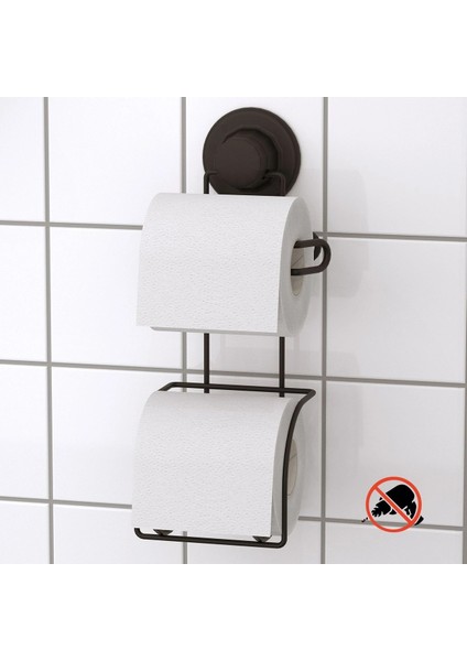 Vakumlu Tuvalet Kağıdı Askısı Yedekli Siyah S282